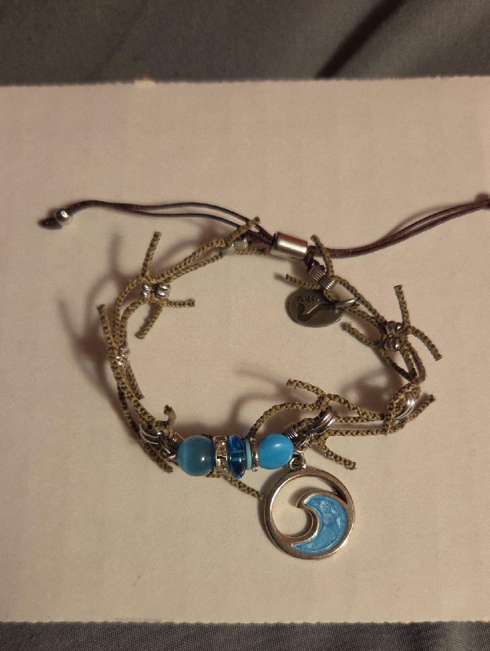 Blue Wave Charm Real Recycled Fishnet Bracelet